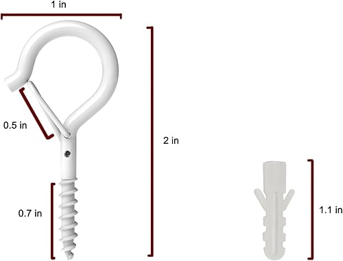 Miniatura 7 de Paquete de 20 ganchos Q con hebilla de seguridad, ganchos de tornillo inoxidables para colgar luces de cadena, comedero de pájaros, plantas,