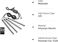 Vista 8 de Tira de luces LED para automóvil, 4 unidades de 48 luces LED USB para interiores, tira de luces multicolor de música para automóvil, kit