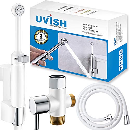 Cloth Diaper Sprayer for Toilet, Uvish Handheld Bidet Sprayer for Toilet Water Sprayer, Premium Solid Brass Matte Black Bathroom Bidet Spray Toilet Jet Spray-Easy to Install with Complete Accessories