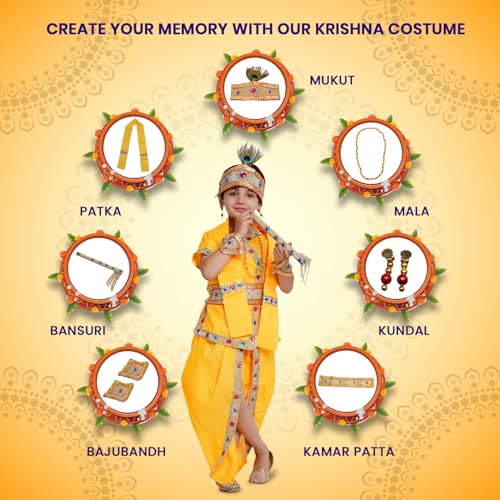 Image of Kaku Fancy Dresses Ramayan Costume for Kids | Infant Baby Ram Dress | Mata Sita /Seeta Costume | Hanuman Costume for Boys with Accessories
