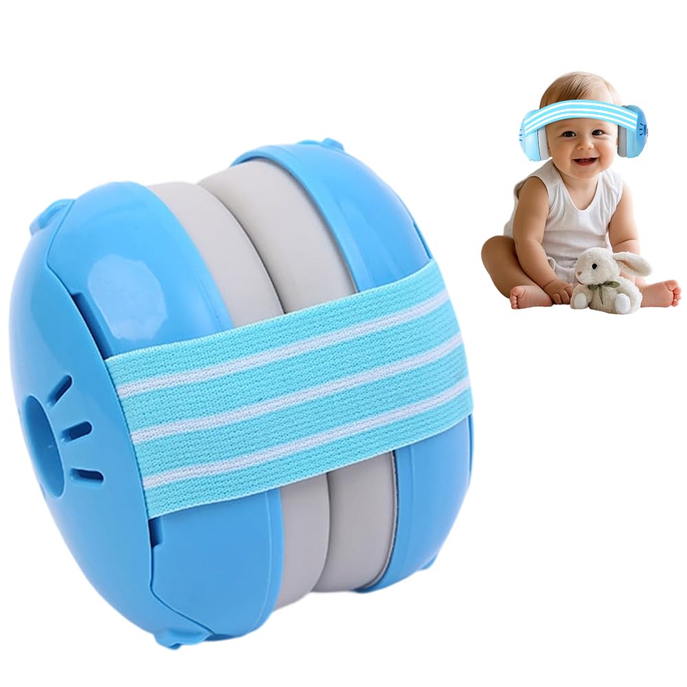 KUWUNG Baby Kopfhörer Lärmschutz, 0-36 Monate Babys Gehörschutz mit Weichem Polster und Verstellbarem Kopfband, Gehörschutz Báby, Unverzichtbar für Reisen und Schlafen, Ohrenschützer Baby (Blau)