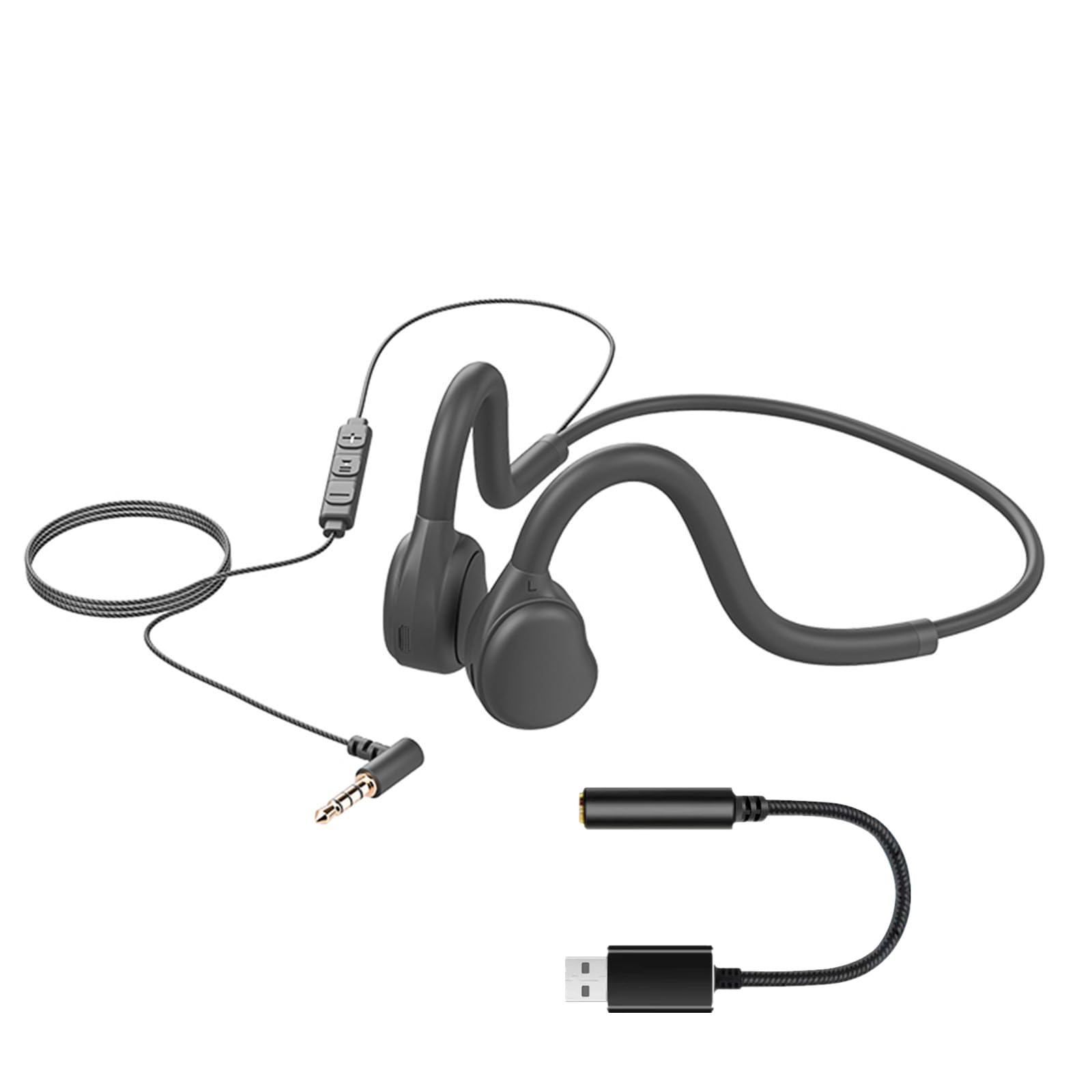 GZCRDZ Bone Conduction Earphones,USB Wired Earphones with Microphone, Open Headphone, Suitable for Computers and Gaming Consoles