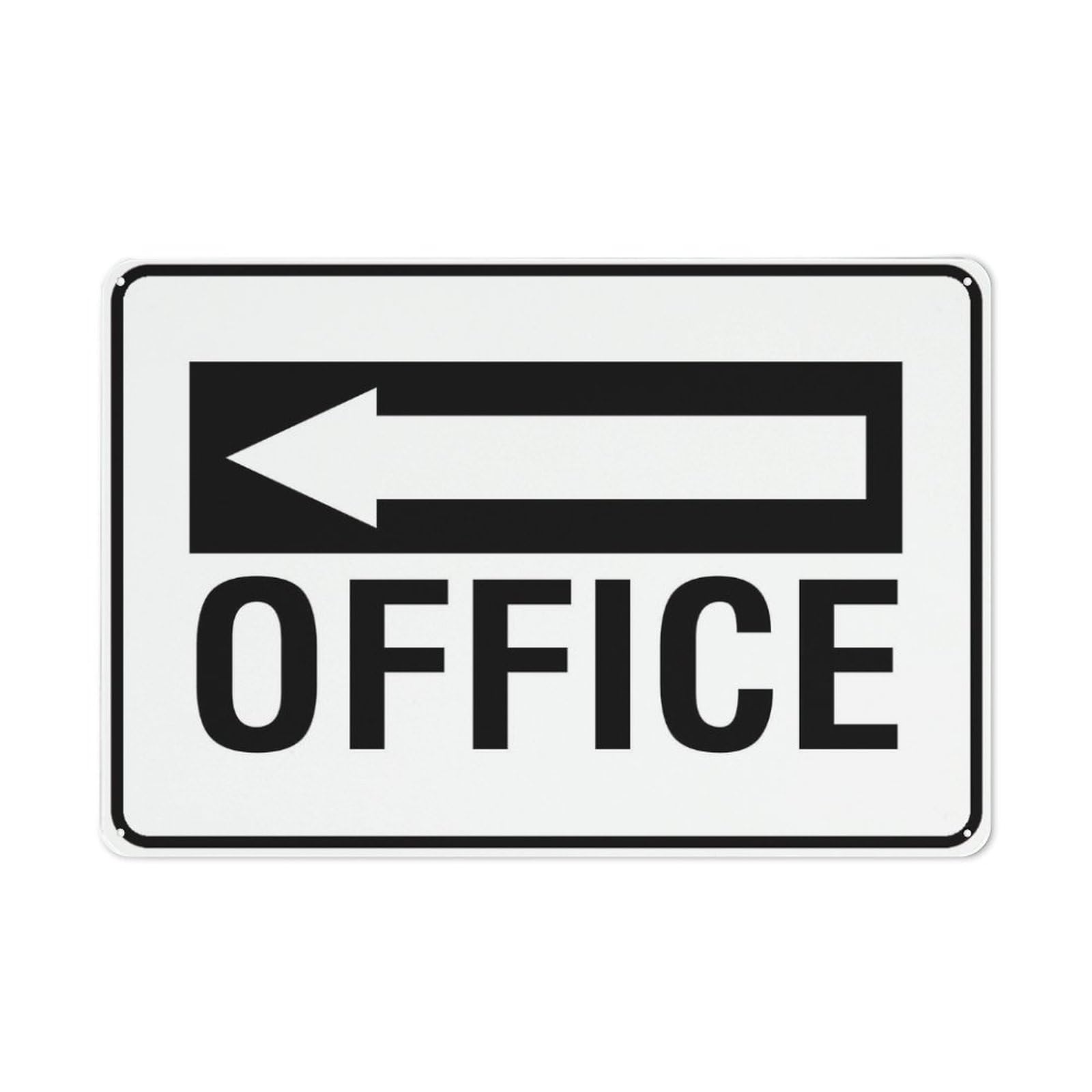 Office (Arrow Left) Sign, 8x12 Inch Metal Aluminum, Pre-Drilled Holes for Easy Mounting, Indoor/Outdoor Use for Fence, Door, Gate