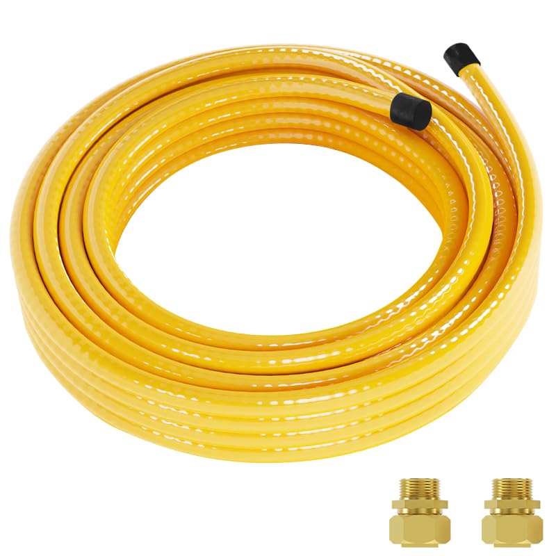 70FT 1/2in CSST Gas Line Flexible Gas Line 1/2inch Gas Pipe Kit, Natural Gas Line for Stove Dryer Heater with 2 Male Adapter Fittings, Corrugated Stainless Steel Tube for Gas Propane