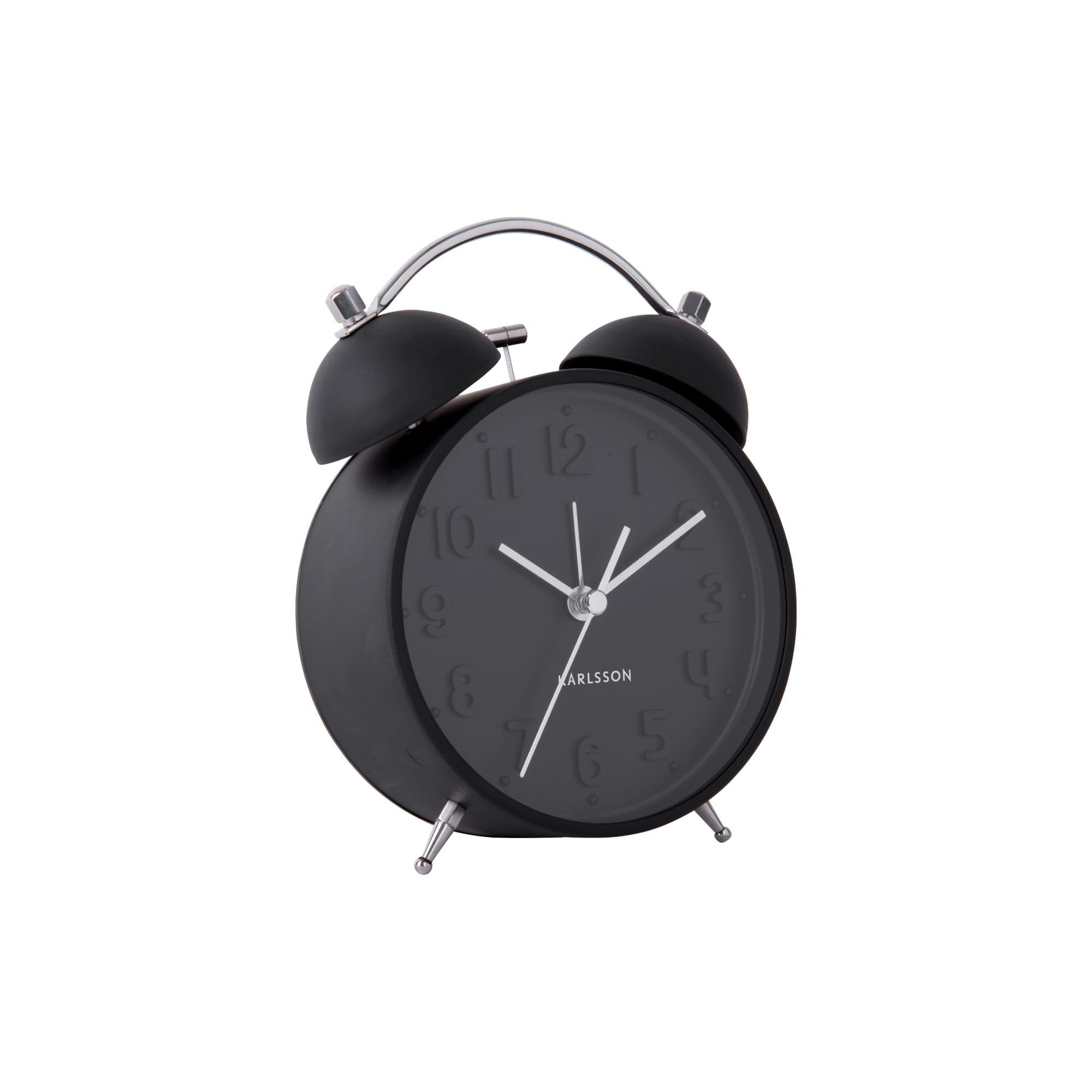 Sveglia Iconic Karlsson Present Time – Design Retrò, Nero Opaco, Movimento Silenzioso, 16,5x11x5,5 Cm - 3
