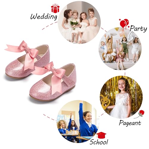 Image of PHIRAMIN Tollder Girl Dress Shoes - Little Girl Ballet Flats for Wedding Party