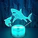 FREEZG 3D Illusion LED Nachtlicht Hai Tier Kind Dekoration Lampe für Schlafzimmer 7 Farbwechselnde Party Festival Freunde Nachtlicht Dekoration Lampe für Schlafzimmer Zimmer Party Festival(schwarz)