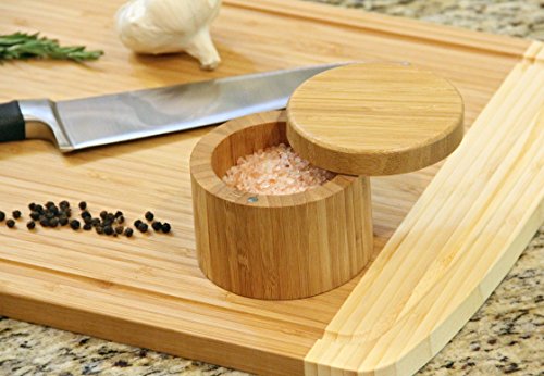 Round Bamboo Salt Box Eco-Friendly, 100% Organic Bamboo, Professional-Grade,The Best Salt Storage Container On The Market. #TOP2