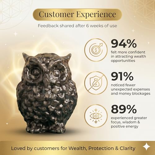 Image of Pyrite Owl (Maa Laxmi Ji Vahan & Shani Dev Priya) for Dhan Wealth Protection | Vastu Feng Shui Money Attraction Owl | Home Office Decor Good Luck Gift