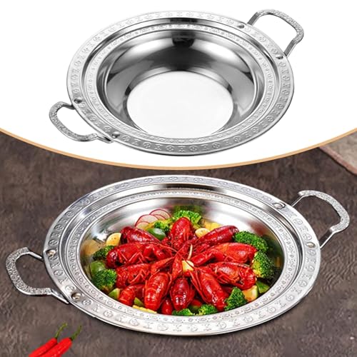Wok en acier inoxydable 30cm à double poignée pour cuisson - 8