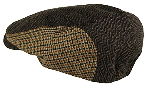 Image of Wonderful Fashion Men's Classic Herringbone Tweed Wool Blend Newsboy Ivy Hat (Large /X-Large, Charcoal)