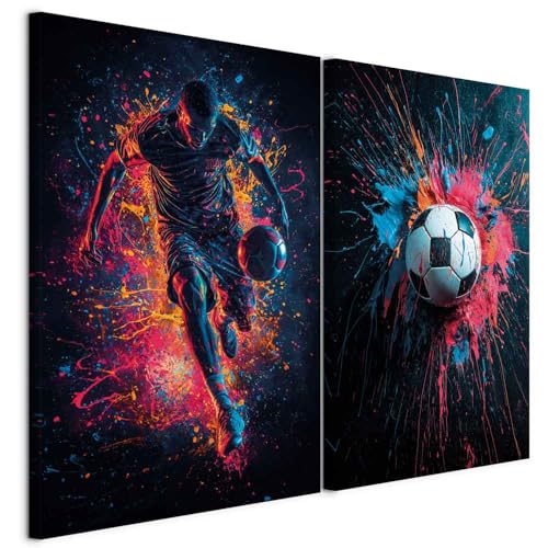 murando - Set De 2 Cuadros Multipanel Jugador de fútbol 80x60 cm 2 Piezas 40x60 cm Cada - Conjunto De 2 - Cuadro Para Pared Fantasía Decoración Dormitorios - i-H-10019-b-a