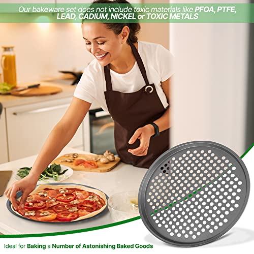 image for NutriChef 12.8 Inch Nonstick Pizza Pan for Oven - Carbon Steel Pizza B