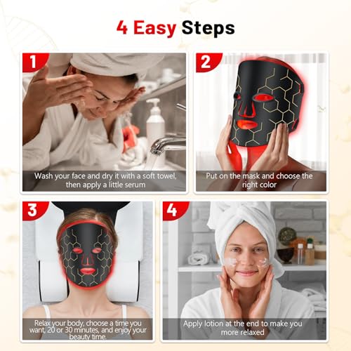 Red Light Therapy Mask for Face, 8-1 Colors Light Facial Skin Care Mask, Red Light Therapy Mask At Home, 660nm&850nm Infrared Light Therapy Device Mask With Timer Remote Control, Relife, Active - Image 6