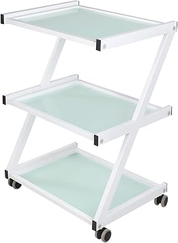 TATARTIST Salon Rolling Trolley Cart with 3 Tier Glass Multi-Purpose Storage Organizer Shelves for Tattoo, Beauty, Facial Tools No Drawer