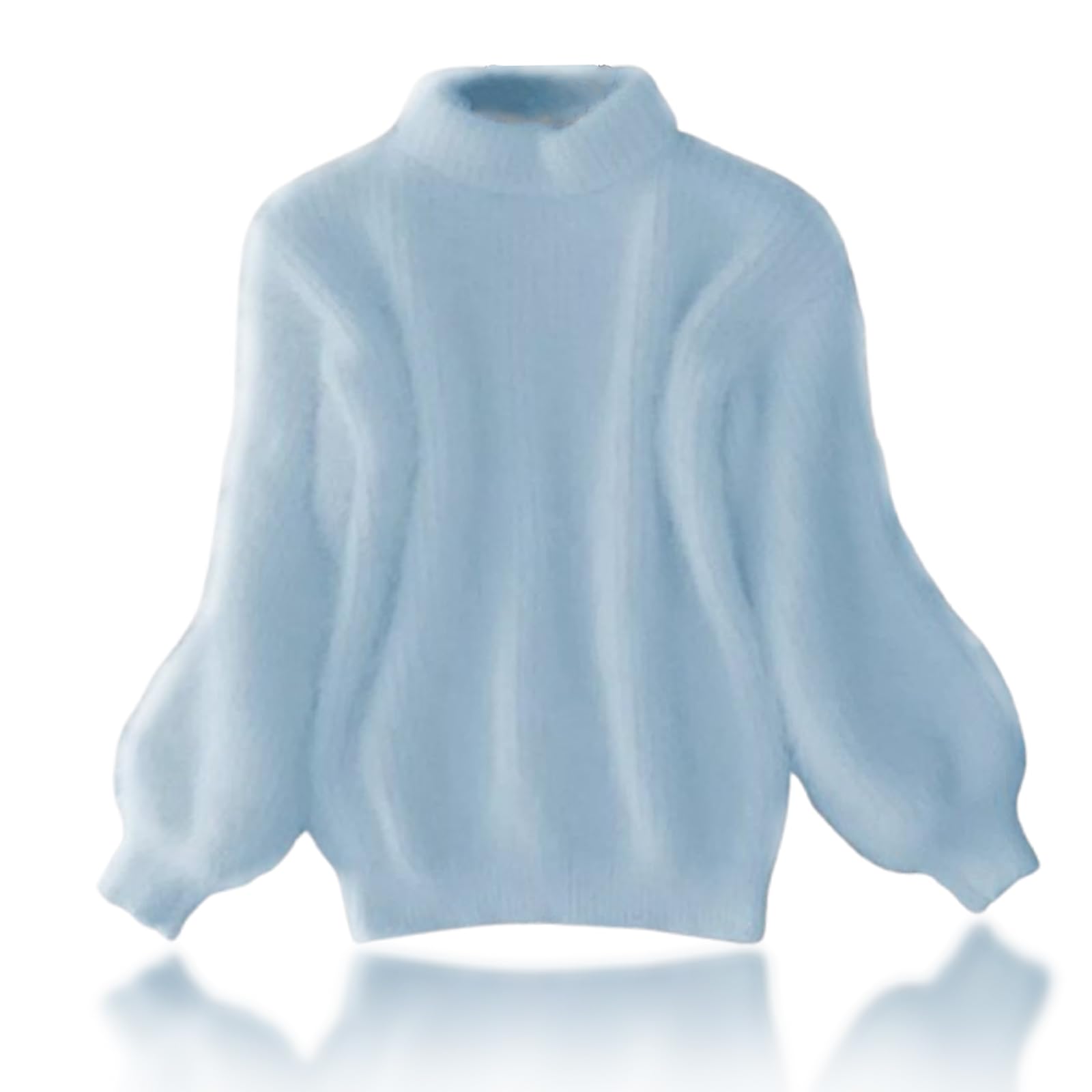 Lady Winter Angora Cashmere Blend Loose Warm Sweater Loose Solid Color Crewneck Knit Pullover Sweater