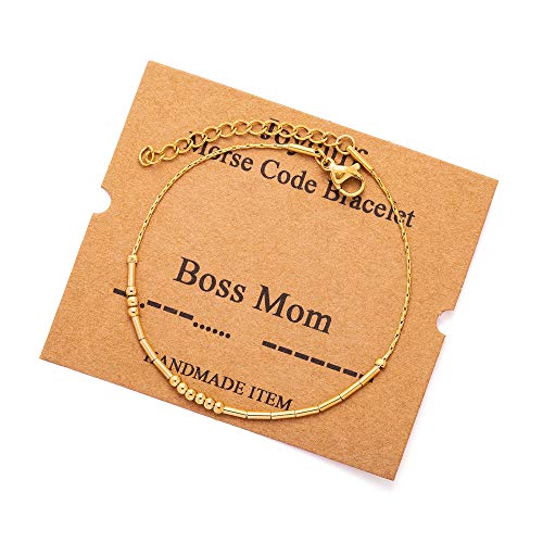 Image of JoycuFF Inspirational Morse Code Bracelets for Women Silver Beads Jewelry Encouragement Mantra Gifts for Her