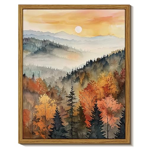 InSimSea-Framed-Wall-Art-for-Living-Room-Vintage-Fall-Landscape-Canvas-Painting-Farmhouse-Autum-Wall-Decor-Forest-Mountain-Sunrise-Prints-Retro-Nature-Home-Decor-for-Bathroom-Bedroom-8x10in InSimSea Framed Wall Art for Living Room Vintage Fall Landscape Canvas Painting Farmhouse Autum Wall Decor Forest Mountain Sunrise Prints Retro Nature Home Decor for Bathroom Bedroom 8x10in