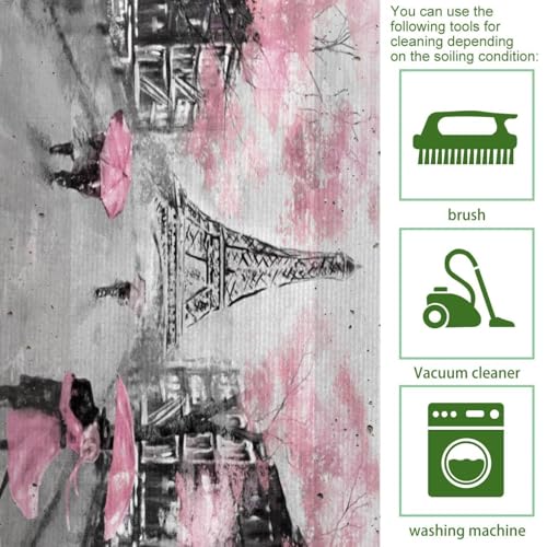 Alfombrillas de cocina VAPOKF lavables con diseño de París de óleo 5