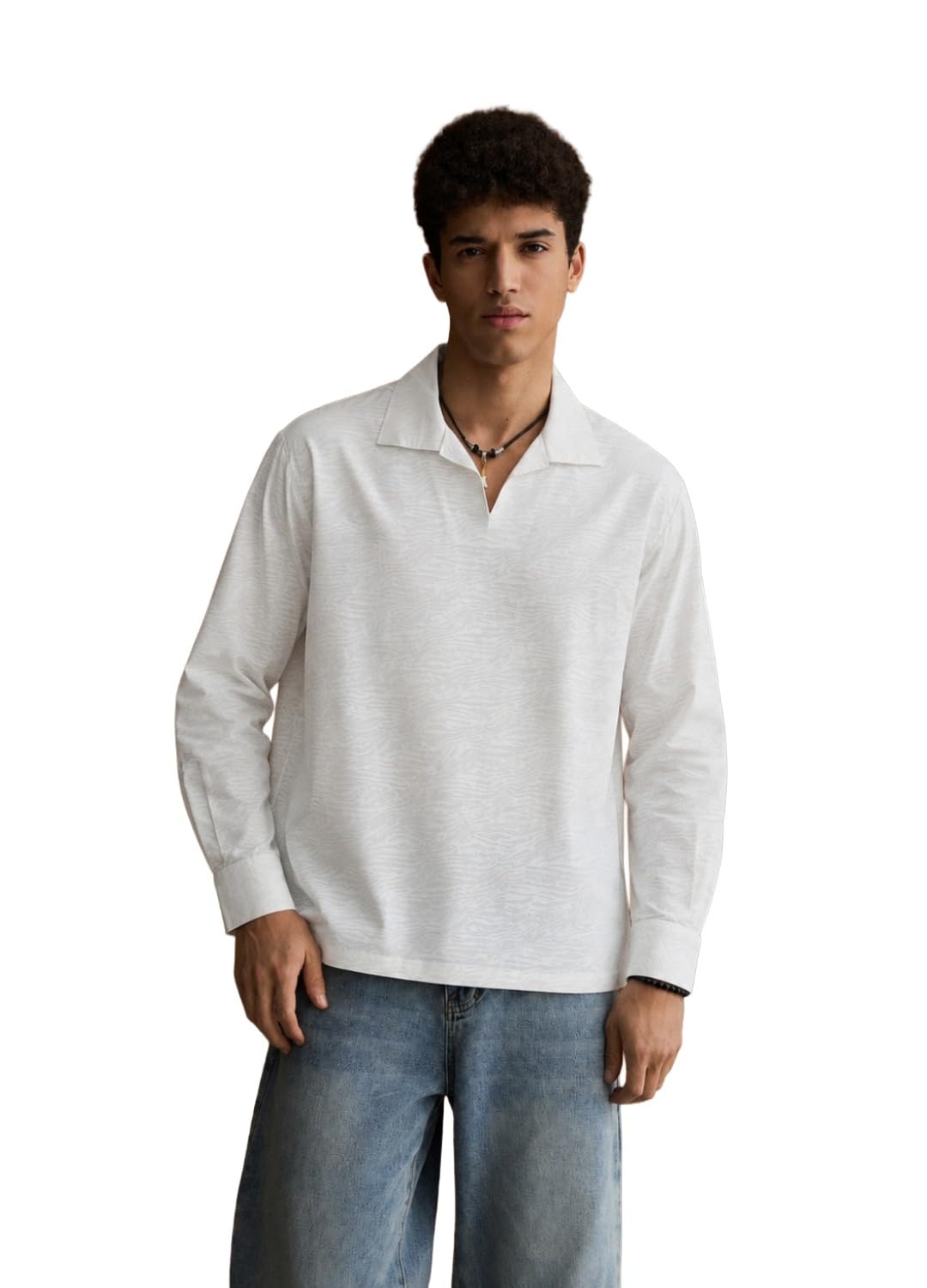 Men's White Jacquard Short Kurta Shirt | Premium Textured Mandarin Collar Full Sleeve Casual Ethnic Wear | Regular Fit Cotton Blend Designer Kurta for Festive, Wedding & Casual Occasions-picture-32