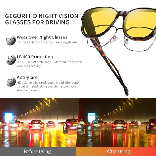 Image of GEGURI Polarized Sunglasses Fit Over Glasses for Men Women, Oversized Square Sun Glasses UV400 Protection Shades