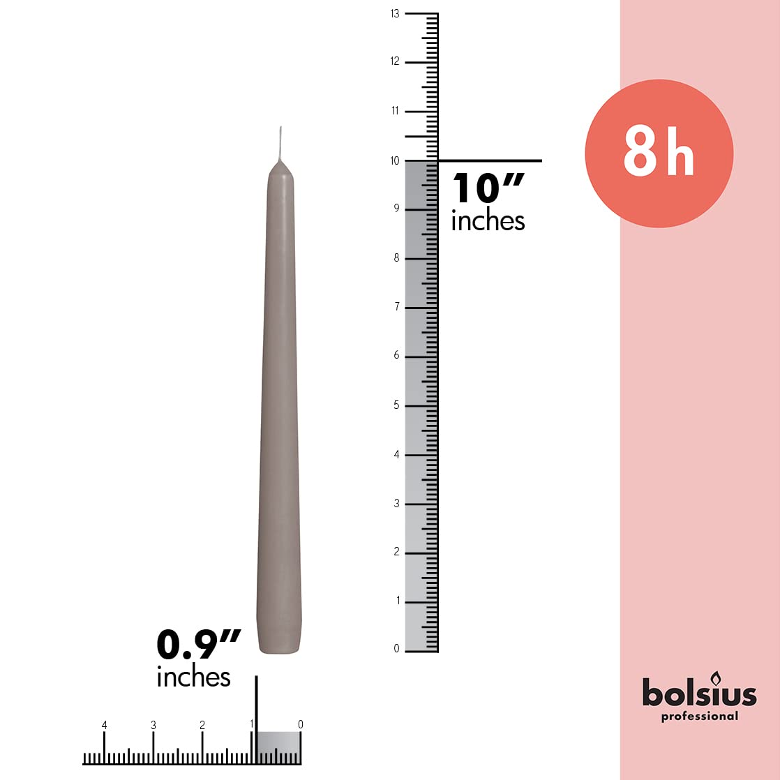 BOLSIUS Grey Taper Candles - 12 Pack Individually Wrapped Unscented 10 Inch Dinner Candle Set - 8 Burn Hours - Premium European Quality - Smokeless & Dripless Wedding, Decor, & Party Gray Candlesticks