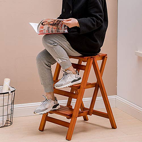 Escabeau pliable en bois à 4 marches pour bibliothèque - 5