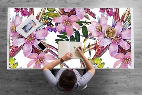 Sous-main de bureau desk mat 120x60 en vinyle PVC premium à motif fleurs