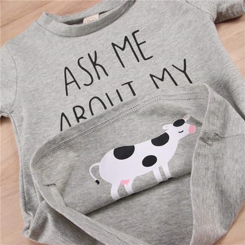 Ask Me About My Moo Cow Toddlers Boys Girls Cows Print T-Shirt Short Sleeve Tops Toddler Cow Shirt3