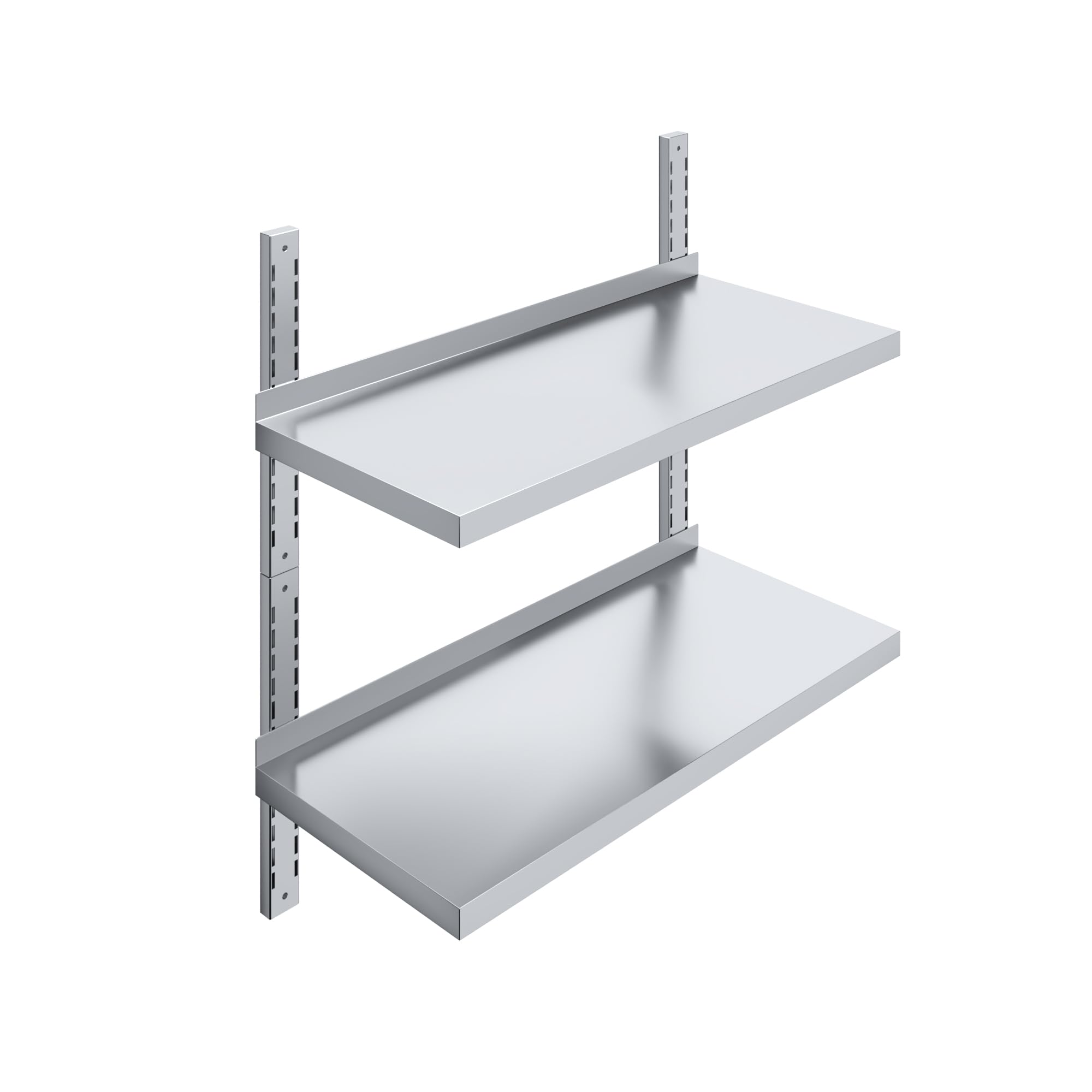 AmGood 16 in. x 36 in. Two-Tier Stainless Steel Wall Mount Shelf | Heavy-Duty Metal Shelving for Kitchen, Garage, Pantry, Closet, and More