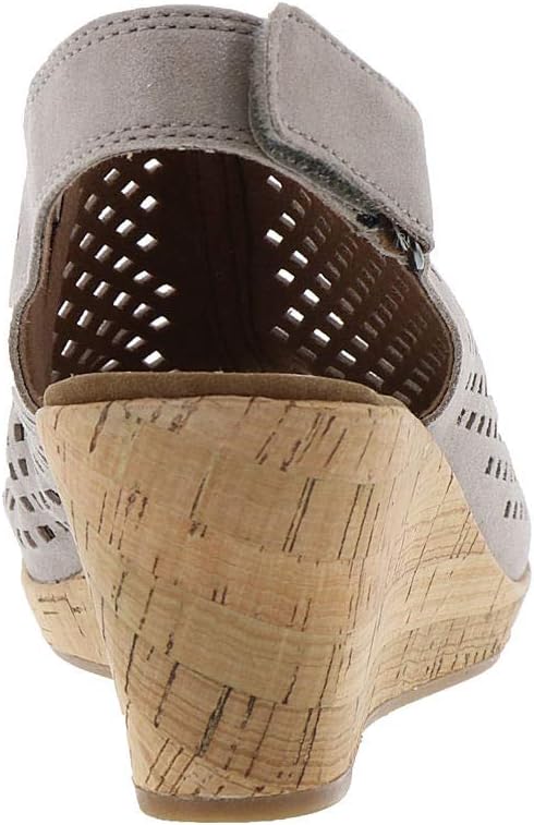 Rockport Women's Briah Perf Sling Wedge Sandal 8 Metallic Khaki Leather