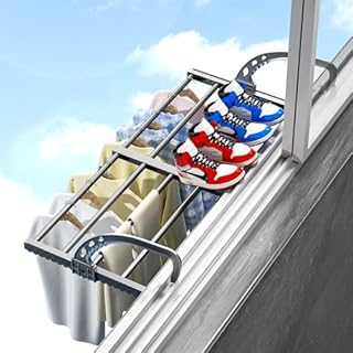 ANEWSIR Etendoir Linge Interieur/Exterieur, Séchoir à Linge Balcon/Radiateur/Mural, Télescopique Sèche Linge Suspendu (Longueur: 38-55 cm)