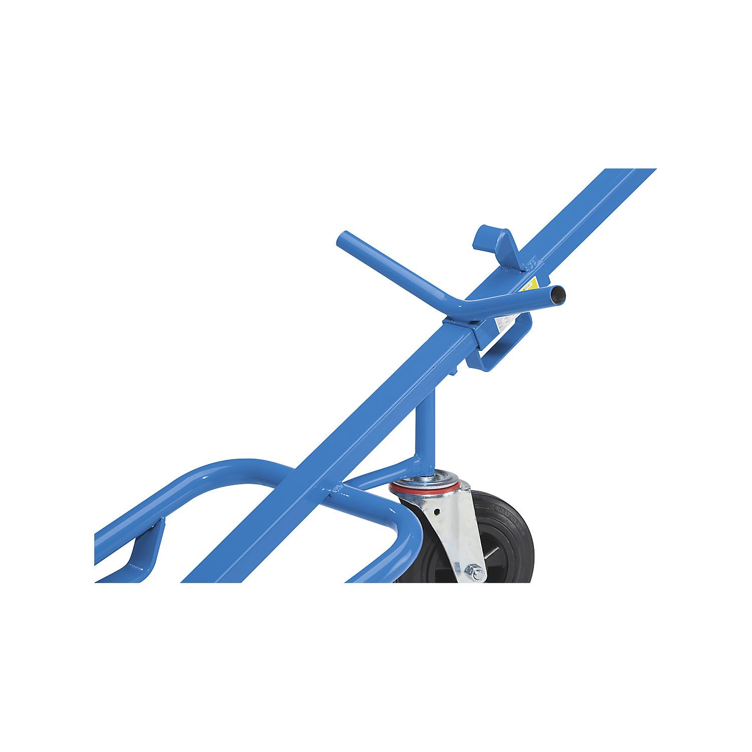 eurokraft | Chariot porte-fûts pour fûts en acier | charge max 400 kg | avec roue stabilisatrice à bandage caoutchouc | roues en caoutchouc