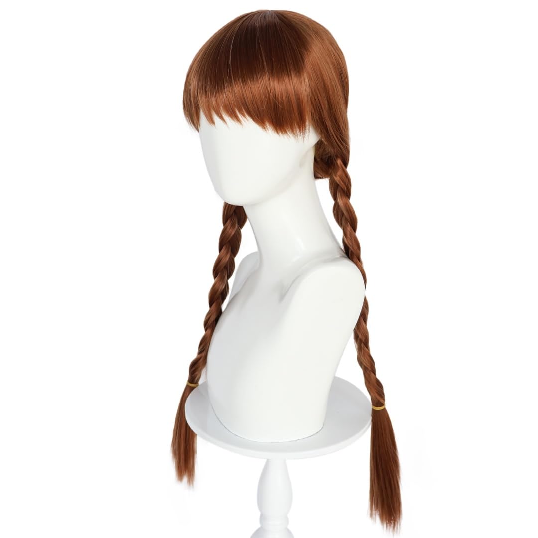 Long Brown Pigtails Princess Wig for Women Halloween Cosplay Costume Wig - Image 3