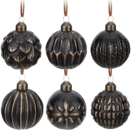 Kathfly 6 Pcs Farmhouse Ball Ornaments Distressed Metal Glass Ball Vintage...
