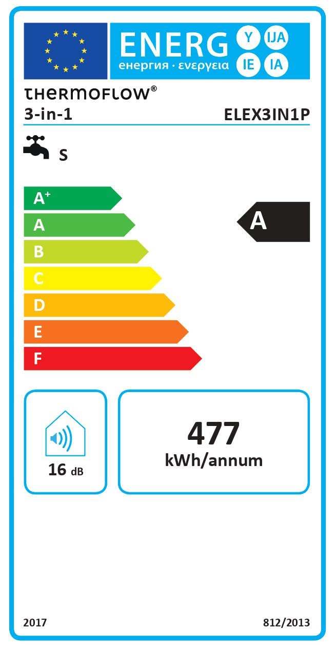 Thermoflow Elex 3in1 Durchlauferhitzer druckfest/Leistung: 24 kW / 400 V/Warmwasserbereiter 35-55 °C/G 1/2“ Anschluss / 13 L/min/Durchlauferhitzer für Waschtisch, Bad oder Küche / ELEX3IN1