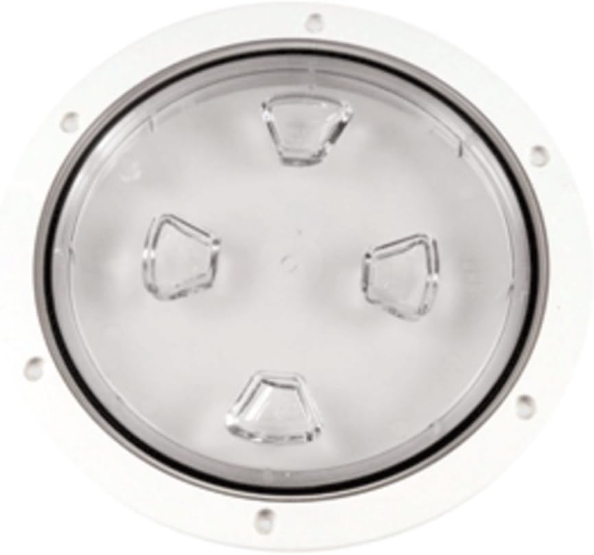 Beckson DP80-W-C White 8 Clear Center Screw-Out Deck Plate Marine RV Boating Accessories