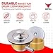Lift and Turn Bathtub Drain Conversion Kit – All-Brass Tub Drain with Trim Waste, Single-Hole Overflow Faceplate Plus Removal Tool (Chrome - with Removal Tool)