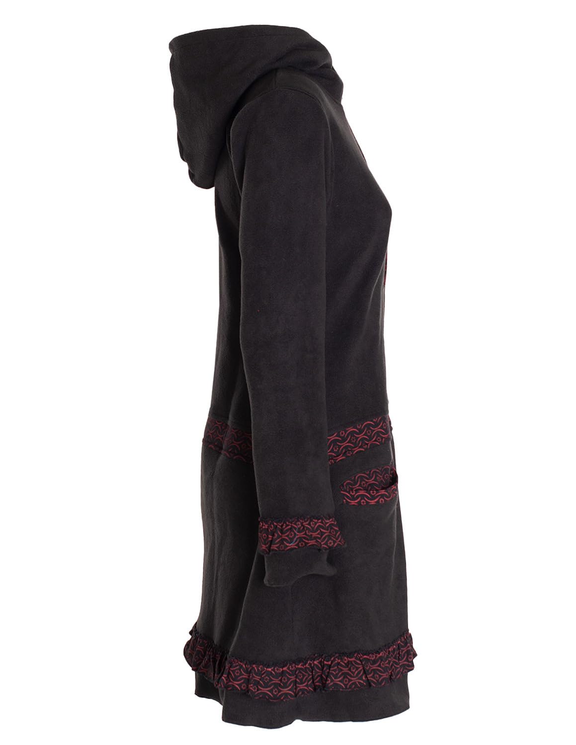 Vishes - Alternative Bekleidung - Damen lange Fleecejacke Fleecemantel Übergangsjacke ECO-Fleece