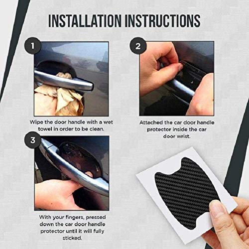 Image of ZYTC 4pcs 3D Super Reflective Stickers Carbon Fiber Strips Car Side Door Edge Bumper Anti-Scratch Protection Guards Trim Stickers Universal (Door Handle Wrist Sticker Silver)