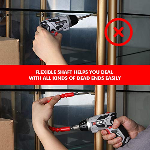 Electric Screwdriver, AsFrost Cordless Screwdriver, Rechargeable 3.6V MAX 2000mAh Li-ion, 45pcs Accessories, Battery Indicator, 7 Torque Setting, 2 Position Handle with LED Light, Flexible Shaft - Thumbnail 7