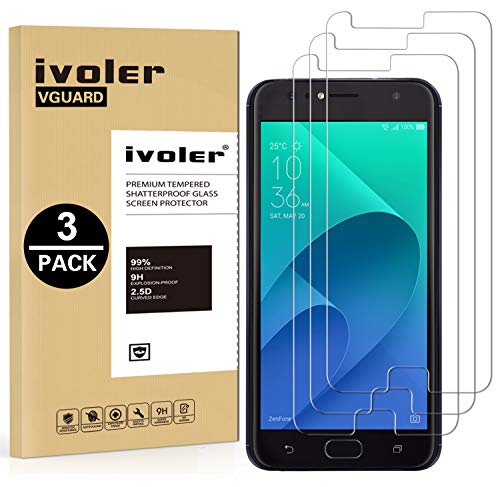 ivoler [3 Unidades] Protector de Pantalla para ASUS Zenfone 4 Selfie ZD553KL 5.5 Pulgadas, Cristal Vidrio Templado Premium