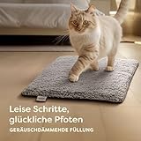 Knupis Selbstheizende Decke für Katzen Grau 60x45cm – Weich & kuschelige Katzendecke – Waschbarer Bezug – Mit Rutschfester Unterseite – Heizdecke für Katzen – Wärmekissen Katze – Grau