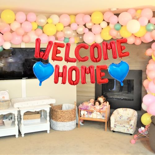 Image of TONIFUL 16 Inch Red WELCOME HOME Foil Letter Balloons Banner Decorations