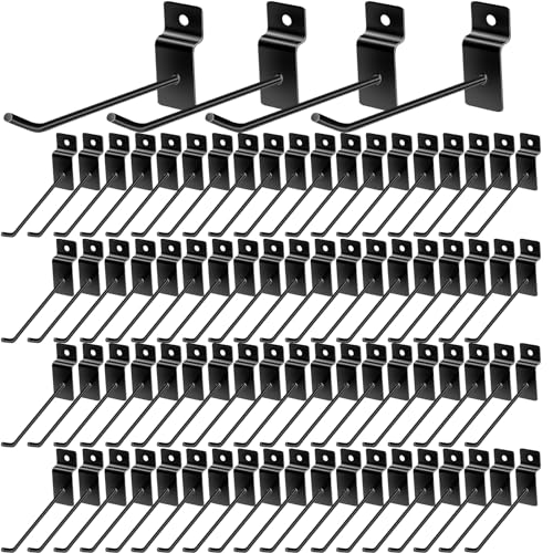 ​​Kokila Ganchos para Panel Ranurado 150mm | Pintura al Horno Negro | Kit 50Pcs para Exhibición Retail | Metal Resistentes Panel Ranurado/Pizarra | Tiendas/Ferreterías