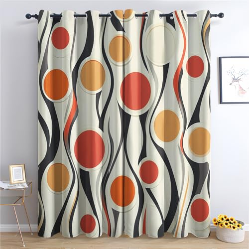 Mid Century Curtains for Living Room Decor, 84 Inches Long,