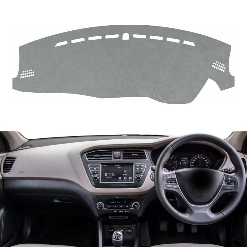 Image of Car Dashboard Cover Compatible with Hyundai Elite I20 2014-2020 Dustproof, UV Resistant | All-Weather Protection | Custom Fit Car Accessories (Grey)