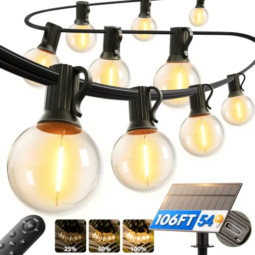 addlon 100FT 54LED Solar String Lights Outdoor Waterproof with Remote USB - image 1
