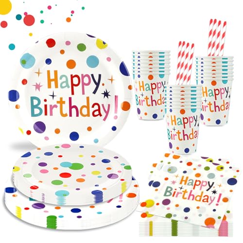Aitsite Bunte Punkte Pappteller Kindergeburtstag für 10 Gäste...