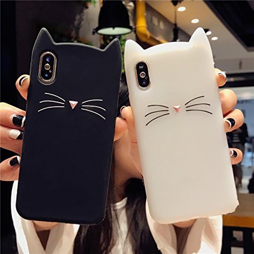Miniko Glitter iPhone X Case, (TM) Cute Funny Milk White Cat Whiskers Meow Party Hello Cat Kitty Soft Silicone Gel Back Phone Case for Apple iPhone X (2017) Release